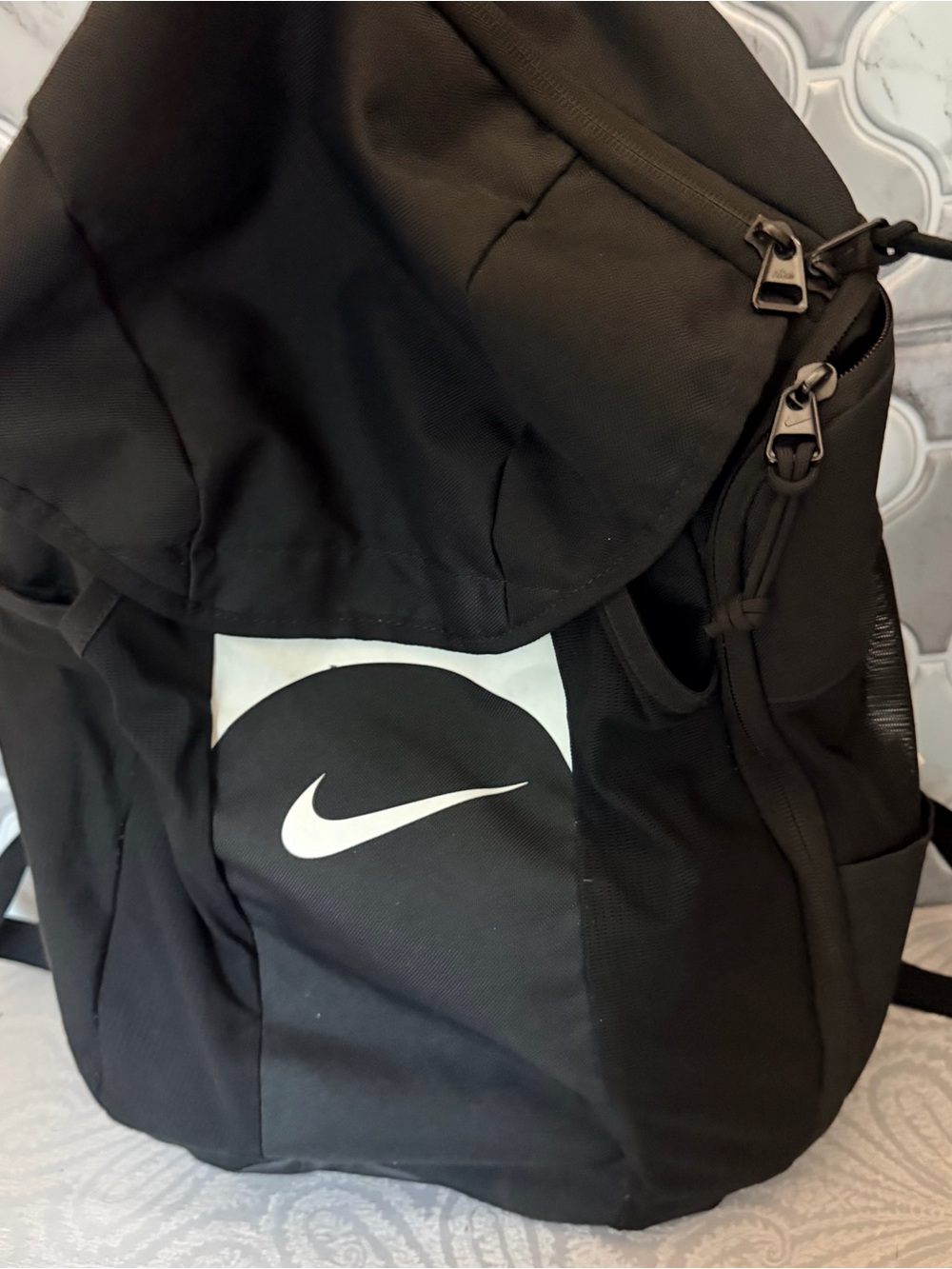 Nike Black Backpack with White Swoosh Logo